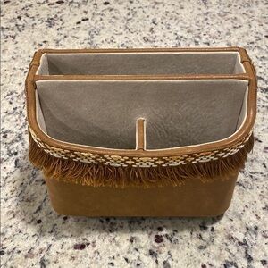Brown Fringe Trim Pen Caddy Boho
